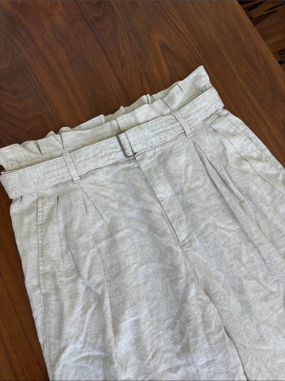 BANANA REPUBLIC Linen Blend Paperbag Wide Leg Pant High Rise Belt Size 10 - Picture 5 of 7